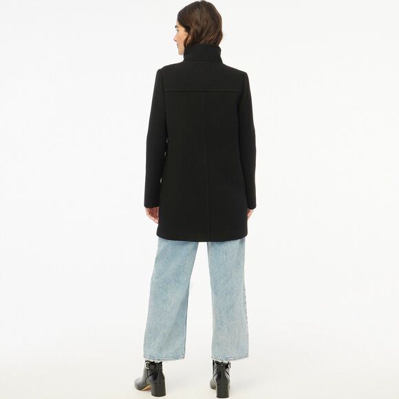 J Crew City Coat Womens 6P Black Zip Front Long Sleeve Mock Neck NWT Wool Blend - Picture 3 of 12